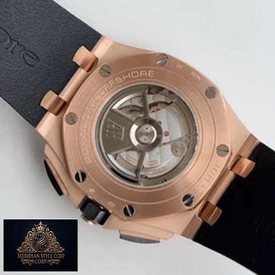 Audemars Piguet Royal Oak Gold Case Black Rubber Bracelet Replica white background