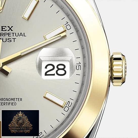 Rolex Datejust 41 126303-0002 Silver Dial Replica Yellow Gold Crown Pusher
