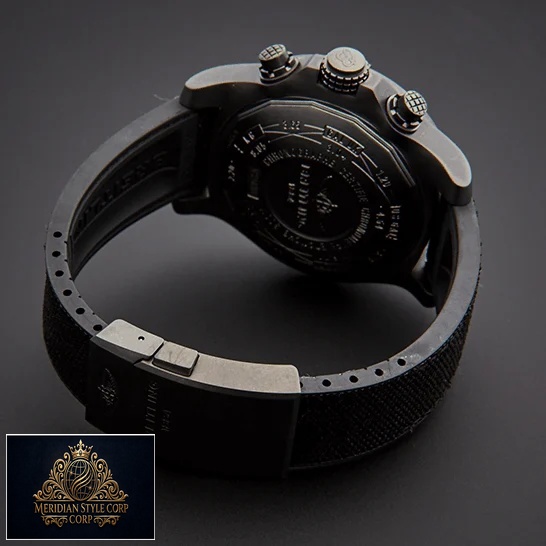 Breitling M133711ABF30 Super Avenger Black Buckle Bracelet Replica grey backgorund