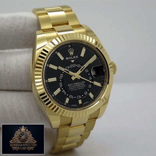 Rolex Sky-Dweller Black Dial Yellow Gold 326938-0004 Replica