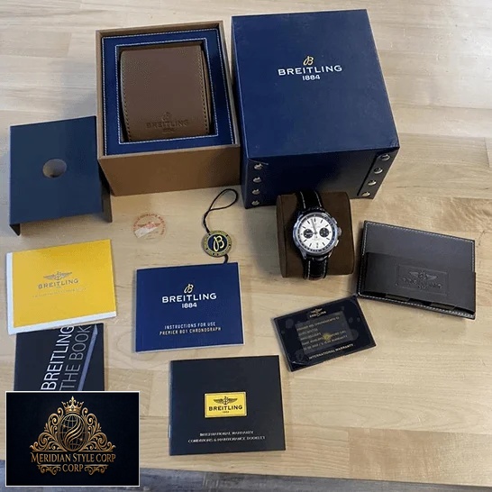 Breitling AB0118221G1P1 White Dial Replica next to box