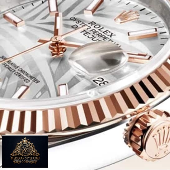 Rolex Datejust 36 126231-0033 Rose Gold Fluted Bezel Replica and Fluted Crown Pusher