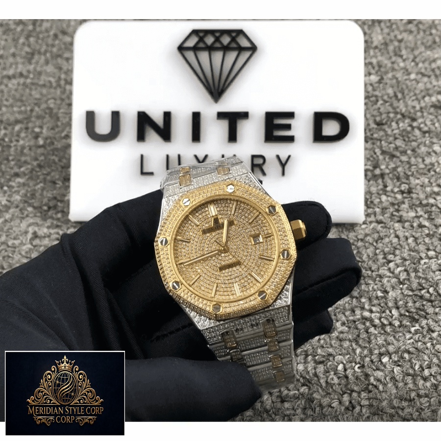 Audemars Piguet Royal Oak “Iced Out Yellow Gold” 15400SR.OO.1220SR.01 Premium Duplicate - Image 2