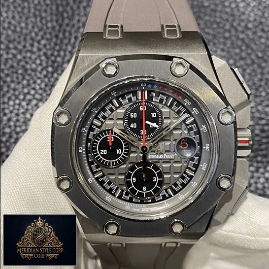 Audemars Piguet Grey Dial Carbon Bezel Replica front view on the hand