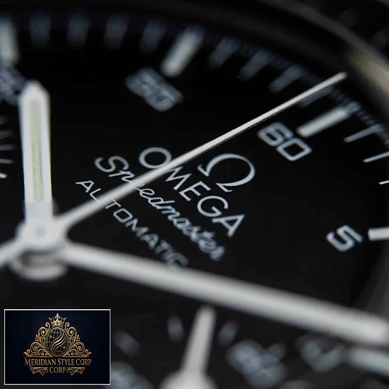 Omega Speedmaster Automatic Black Dial Replica close analog view