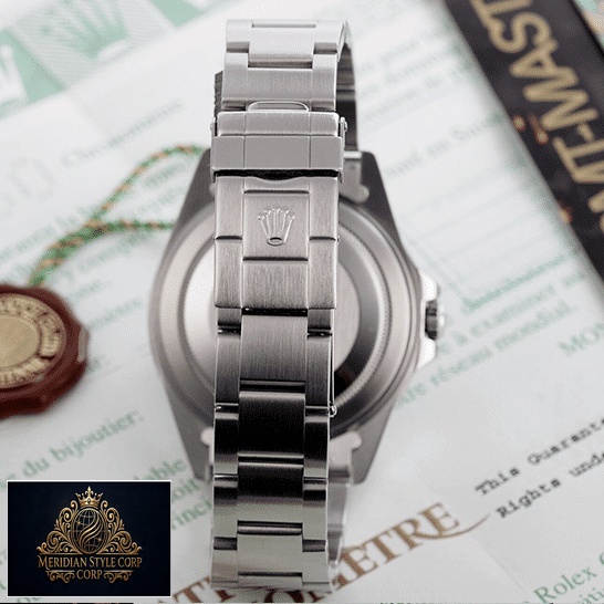 Rolex GMT-Master II Coke 16710 Replica Backside Oyster Bracelet Fold Clasp on the Rolex logo