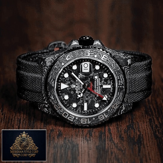 Rolex DiW NTPT Carbon Black Replica on the table