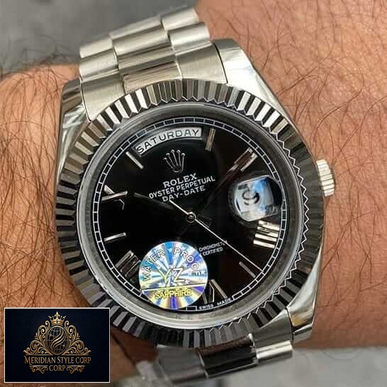 Rolex Day Date II Presidential Black Roman Dial 218239 Jubilee Replica