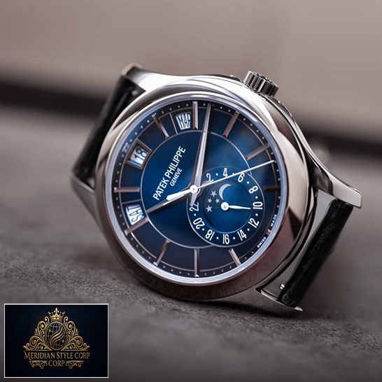 Patek Philippe Blue Dial Moon Steel Case Replica front view