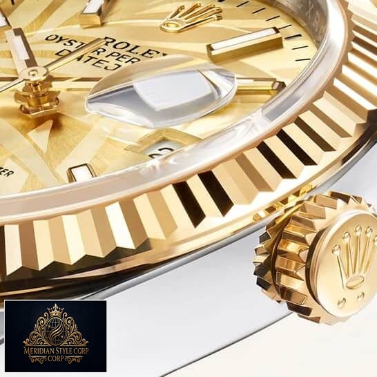 Rolex Datejust 36 126231-0033 Yellow Gold Fluted Bezel Replica Crown Pusher