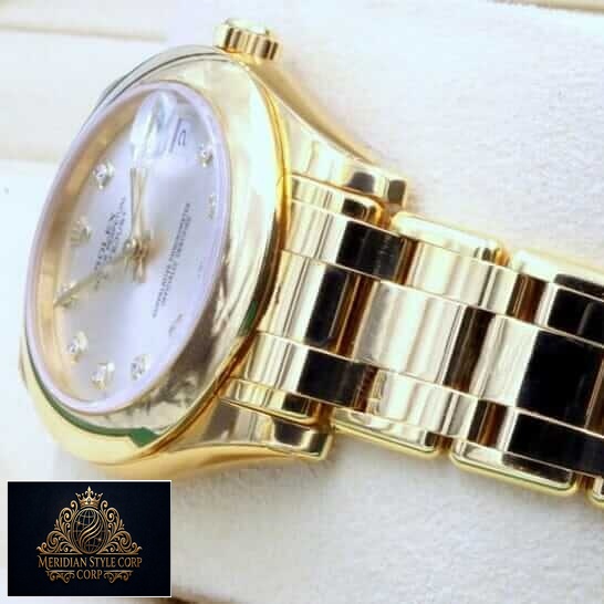 Rolex Datejust Gold Diamond Dial Replica in the rolex box