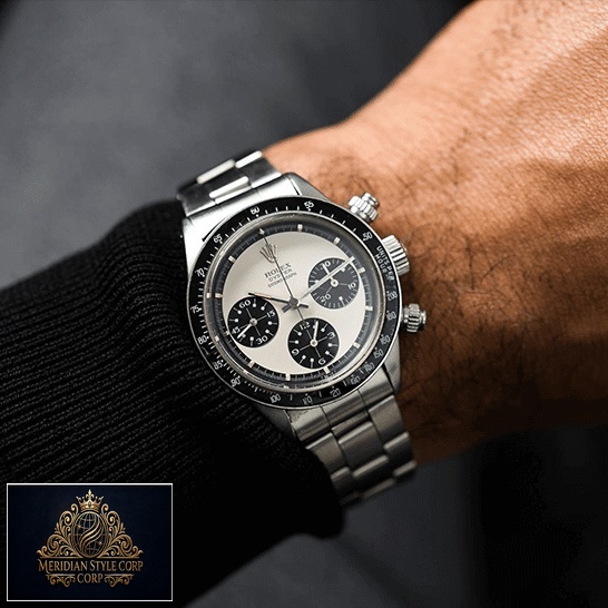 Rolex Daytona Paul Newman Panda Replica on his arm
