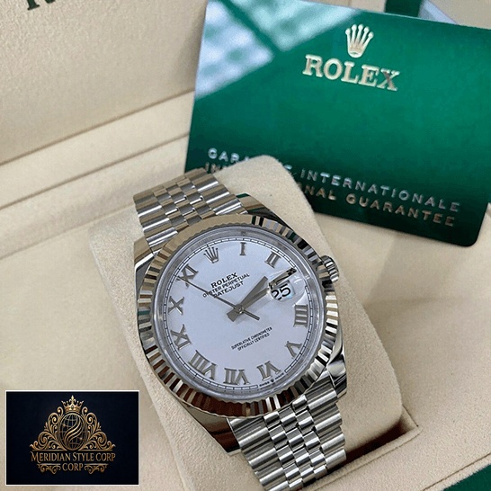 Rolex Datejust 126334 "Steel & White Gold" Perfect Super Clone Rolex Datejust Roman 126334 White Dial Replica in the rolex box and warranty card next to