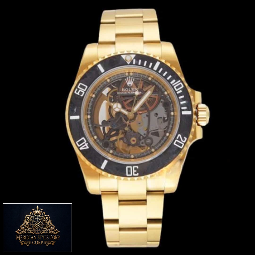 Rolex Tourbillion Gold Black Bezel Replica black background