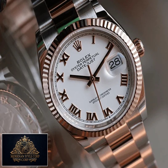 Rolex Datejust 126231 Steel Gold Roman Replica burning on glass