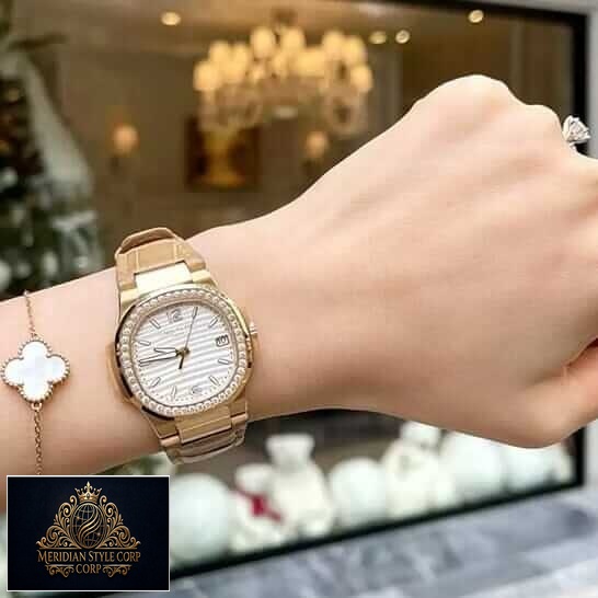 Patek Philippe Diamond Bezel Leather Bracelet Replica on the women wrist