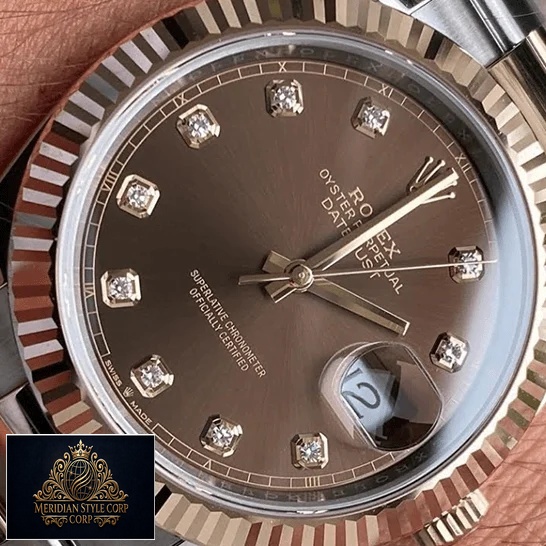 Rolex Datejust 126331 Chocolate Diamond Dial Replica close-up view above the wrist
