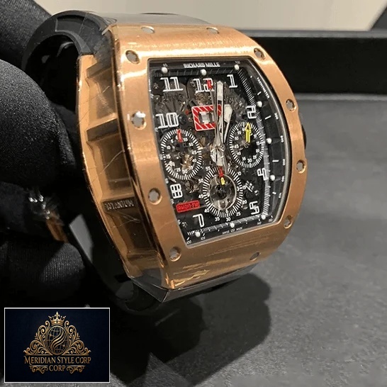 Richard Milee Felipe Massa RM011RG Black Rubber Bracelet Replica on the hand