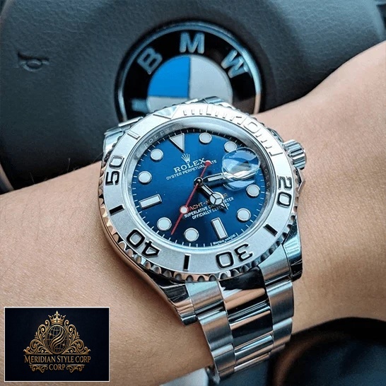 Rolex Yacht Master 116622 Platinum Blue Dial Replica bmv steering wheel