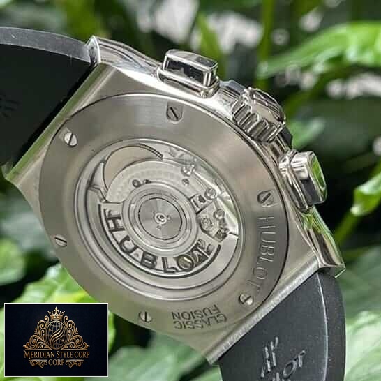 Hublot Classıc Fusıon Stainless Steel Case Replica upside view black rubber bracelet