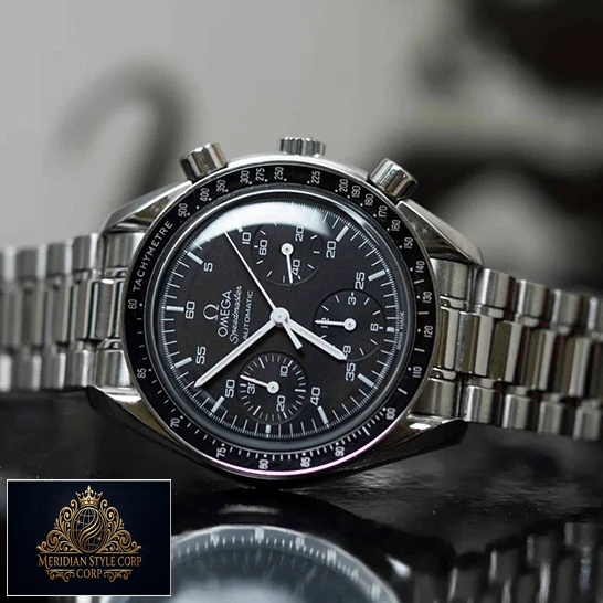 Omega Speedmaster 3510.50 Steel Bracelet Replica side view crown / push button