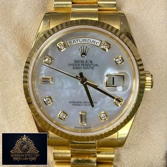 Rolex Day Date 128238 Replica Champagne dial with diamonds