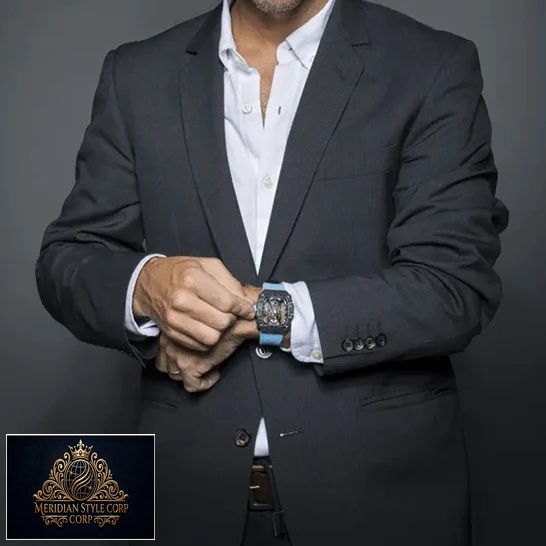 Richard Mille Tourbillion Blue Bracelet Carbon Case Replica on the man