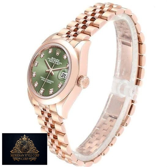 Rolex Lady-Datejust 279165-0011 Everose Gold Automatic Green With Diamond Dial Jubilee Replica