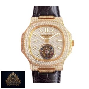 Patek Philippe Nautilus 5711 Tourbillon “Jumbo” Yellow Gold Dial Signature Replica 1:1
