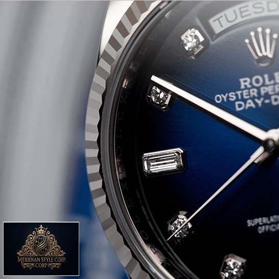 Rolex Day-Date 36 7118-1200R-01 Replica blue dial with diamonds