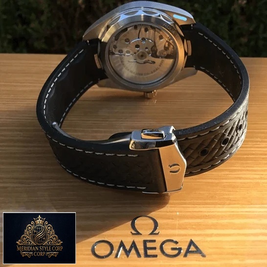 Omega Black Rubber Bracelet Steel Clasp Replica on the omega box