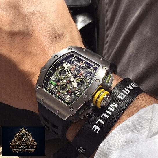 Richard Mille RM Black Rubber Bracelet Replica on the wrist