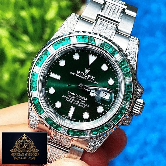Rolex Submariner Hulk 116610LV Diamond Green Bezel Iced Out Replica