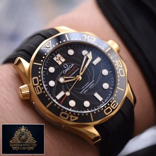Omega Seamaster Professıonal Black Dial Gold Case Replica on the wrist