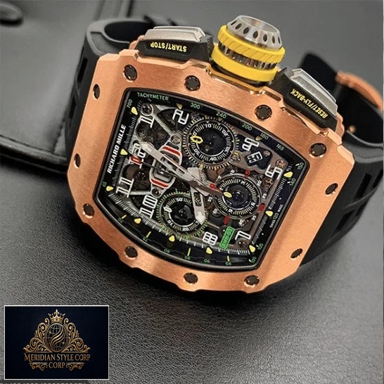 Richard Mille RM-011-03 Rose Gold Flybac Replica crown / push button