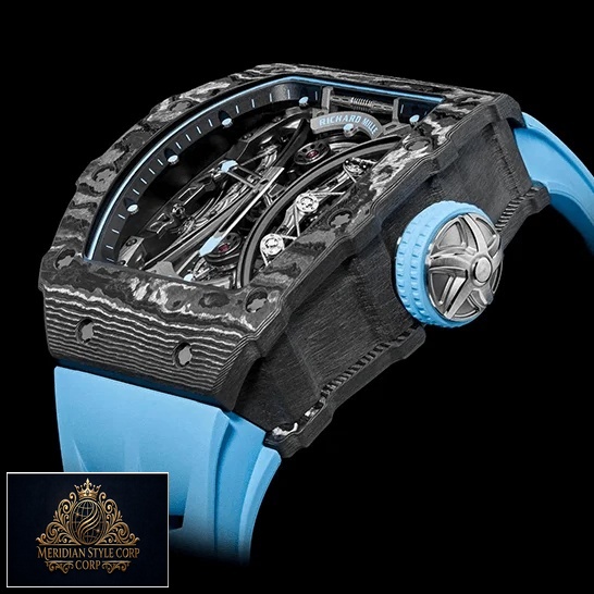 Richard Mille Tourbillion Pablo Mac Donough Carbon Blue Rubber Bracelet Replica