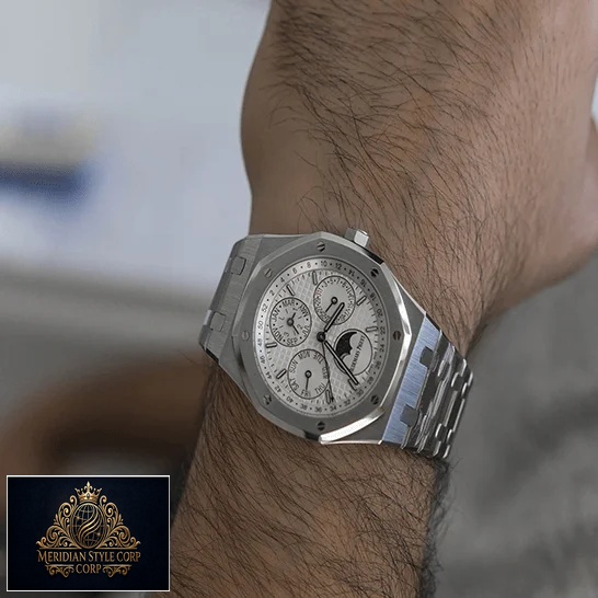 Audemars Piguet Royal White Dial Moon Steel Replica on the wrist