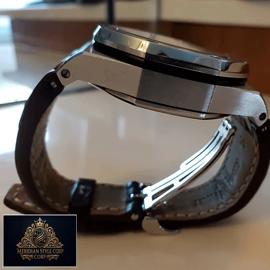Audemars Piguet Royal Oak Stel Case Leather Black Bracelet Replica side view