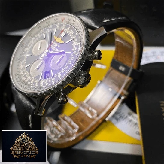 Breitling Navitimer Black Dial Replica steel side view