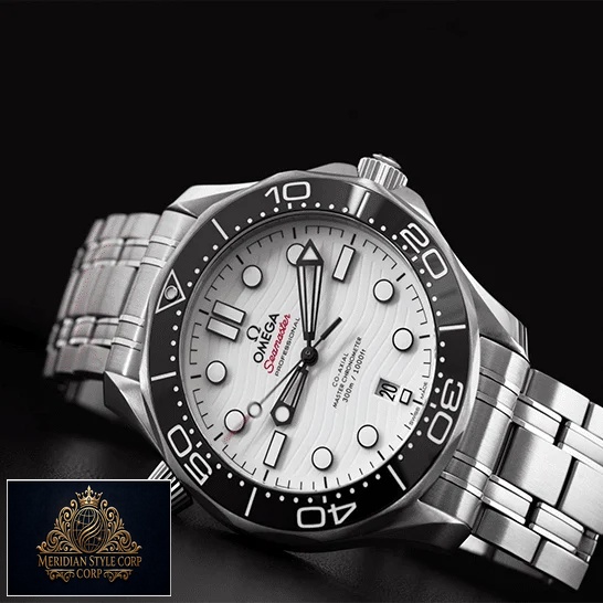 Omega 210.30.42.20.04.001 Seamaster White Dİal Black Bezel Replica black background