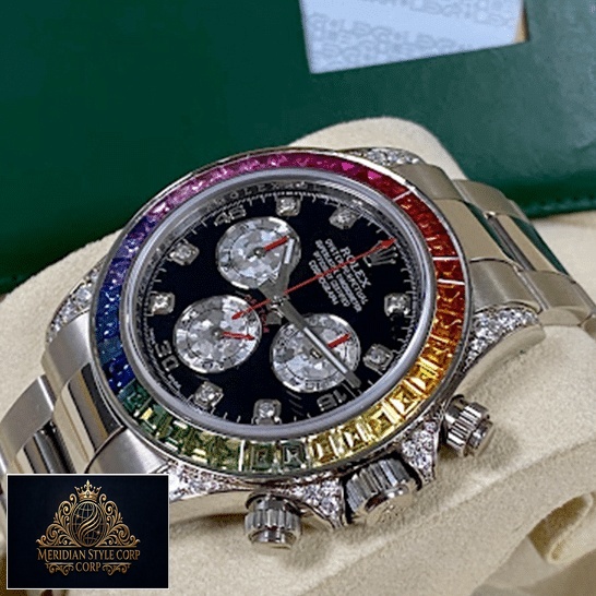 Rolex Daytona White Gold Diamond Set S.Steel Crown & Button Pusher 116599RBOW Replica