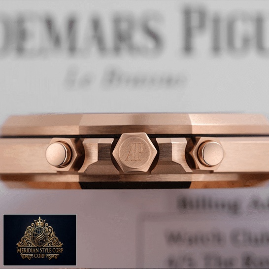 Audemars Piguet Royal Oak Rose Gold Crown Replica push button side view