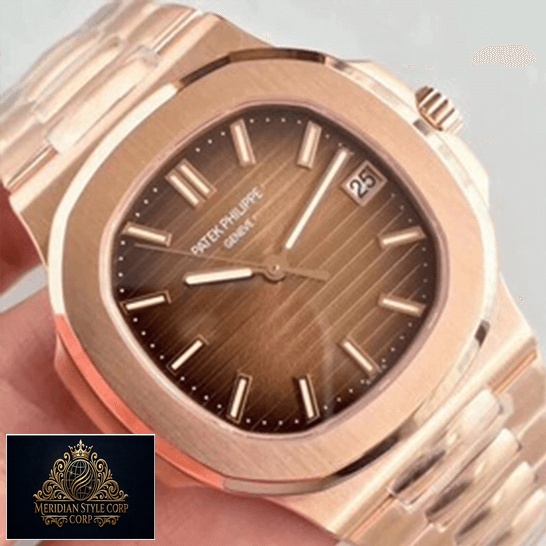 Patek Philippe Nautilus 57111R-001 Rose Gold Bezel Replica on the hand