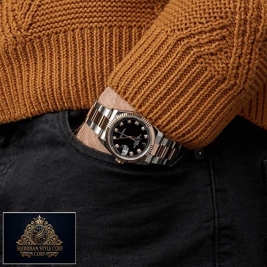 Rolex Datejust 126231 Black Dial Replica on his arm