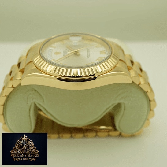 Rolex Day-Date II Collection Gold Silver 218238 Replica Left Side