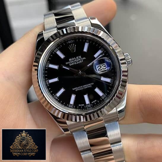 Rolex Datejust II Automatic Black Dial 116334BKSO Oyster Replica on his hands