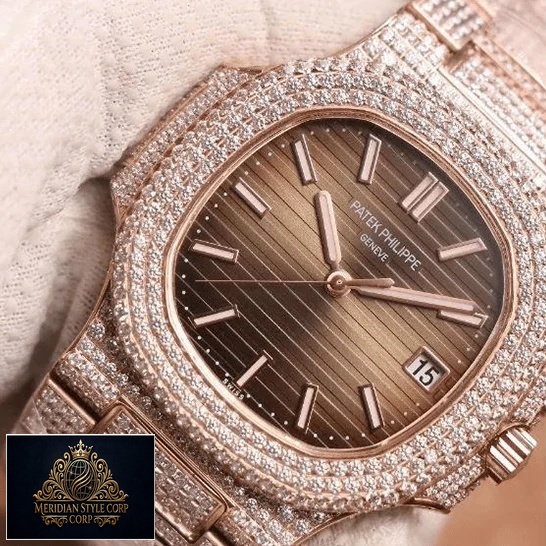 Patek Philippe Nautilus 5711-R8 Jumbo Iced Out Brown Dial Replica
