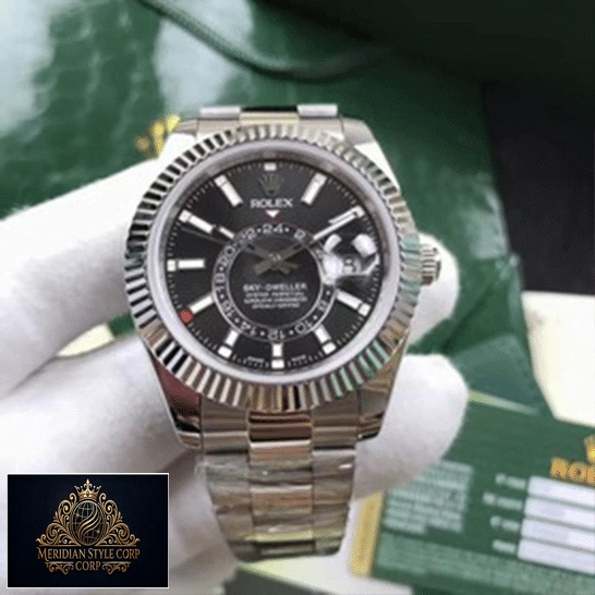 Rolex Sky-Dweller Black Dial 326934 Fluted Bezel Oyster Replica