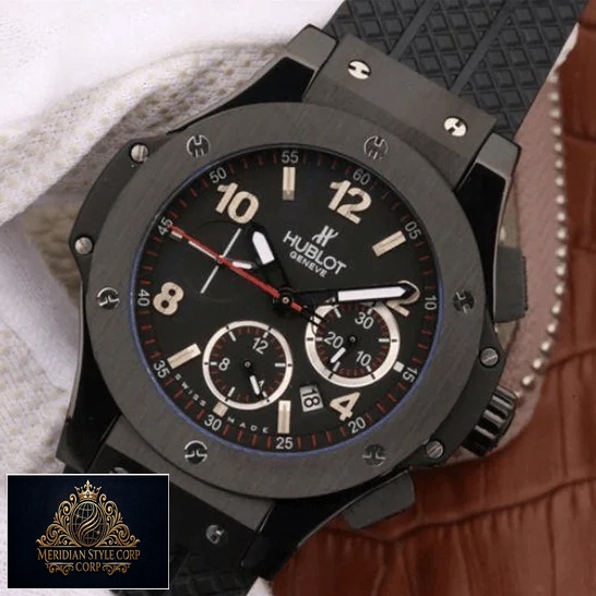 Hublot Big Bang Black Dial Black Bezel Replica red second hand
