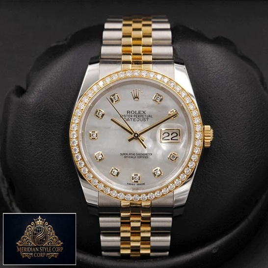 Rolex Datejust 116243 Mother Of Pear Diamond Replica black background